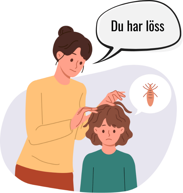 en mamma hittar löss i håret på sitt barn